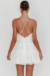 Laney Low Back Cami Strap Dress Lace White